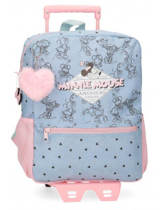 MOCHILA ADAP. 33CM. C/CARRO. MINNIE MOUSE AMERICAN DARLING